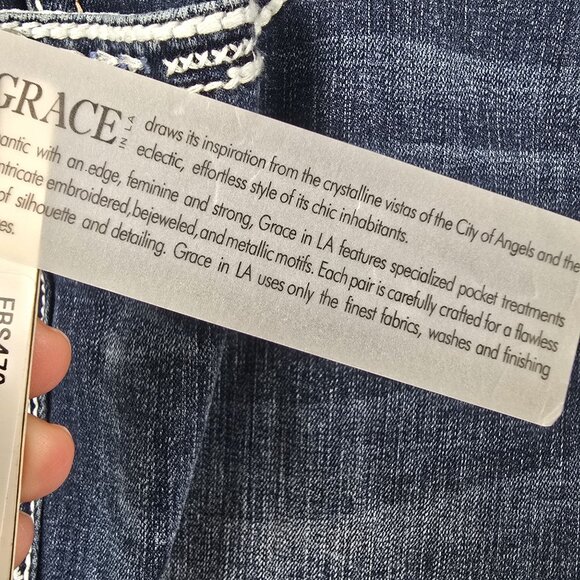 Grace In LA Easy Fit Bootcut Dark Wash Jeans Size 29 Cotton Blend Stretch Denim - Picture 7 of 9